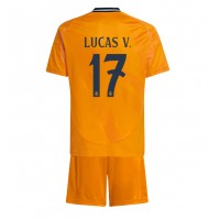 Camisa de Futebol Real Madrid Lucas Vazquez #17 Equipamento Secundário Infantil 2024-25 Manga Curta (+ Calças curtas)